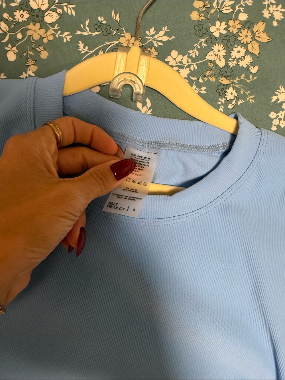 Salt Project Women's Sky Blue Ribbed Crewneck Tee